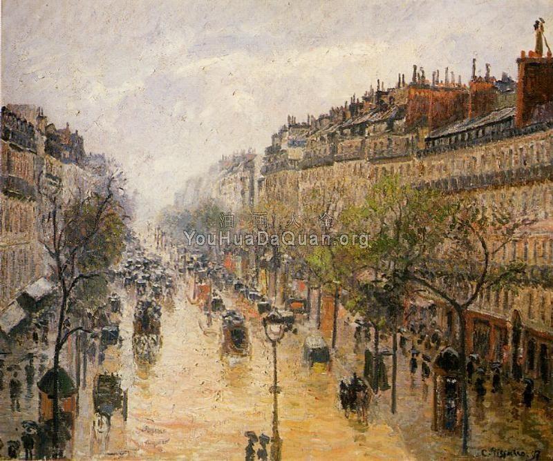 Boulevard Montmartre, Spring Rain - 卡米耶·毕沙罗